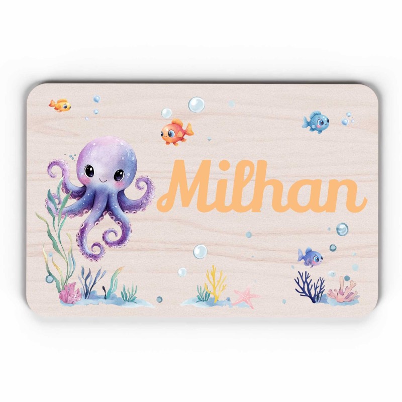 Plaque décorative Personnalisable intérieur extérieur thème mer pieuvre, plaque de porte ou autre support