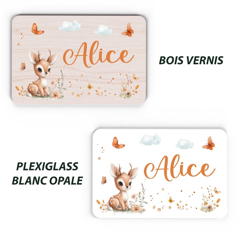 Plaque décorative Personnalisable intérieur extérieur thème biche nature, plaque de porte ou autre support