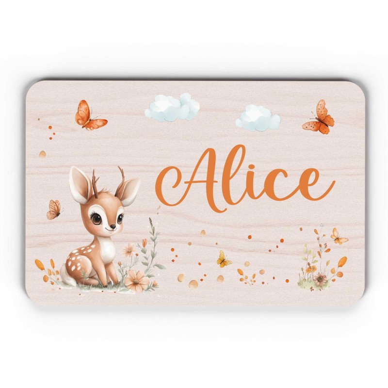Plaque décorative Personnalisable intérieur extérieur thème biche nature, plaque de porte ou autre support