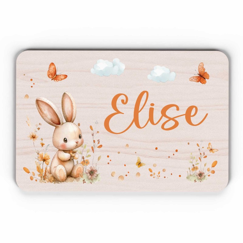 Plaque décorative Personnalisable intérieur extérieur thème lapin nature, plaque de porte ou autre support