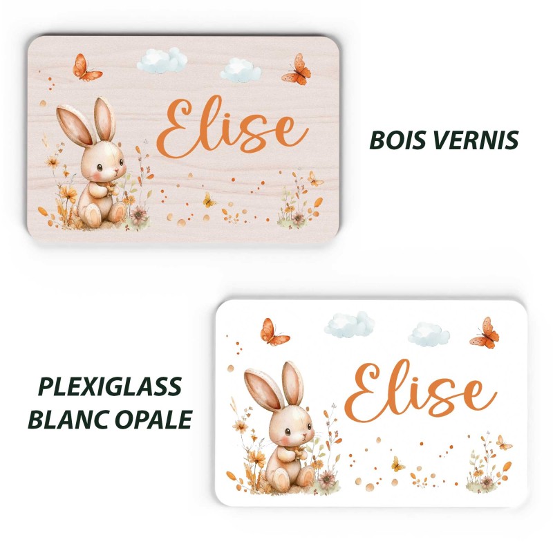 Plaque décorative Personnalisable intérieur extérieur thème lapin nature, plaque de porte ou autre support