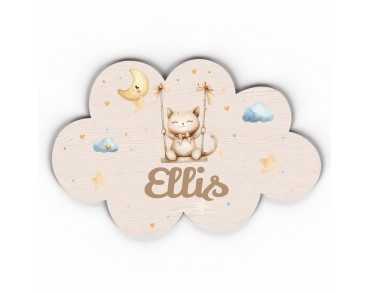 Plaque décorative Personnalisable intérieur extérieur thème nuage chat