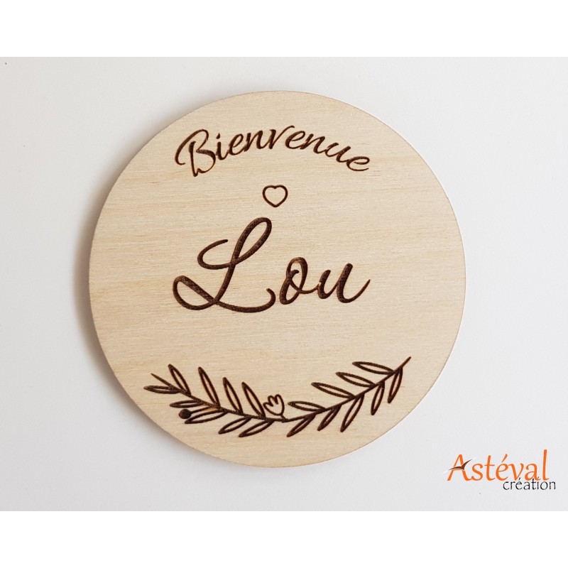 Annonce naissance bébé en bois floral accouchement prénom personnalisée maternité surprise