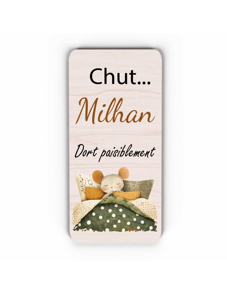 Pancarte "Chut... Bébé Dort" – Plaque de Porte Personnalisée souris