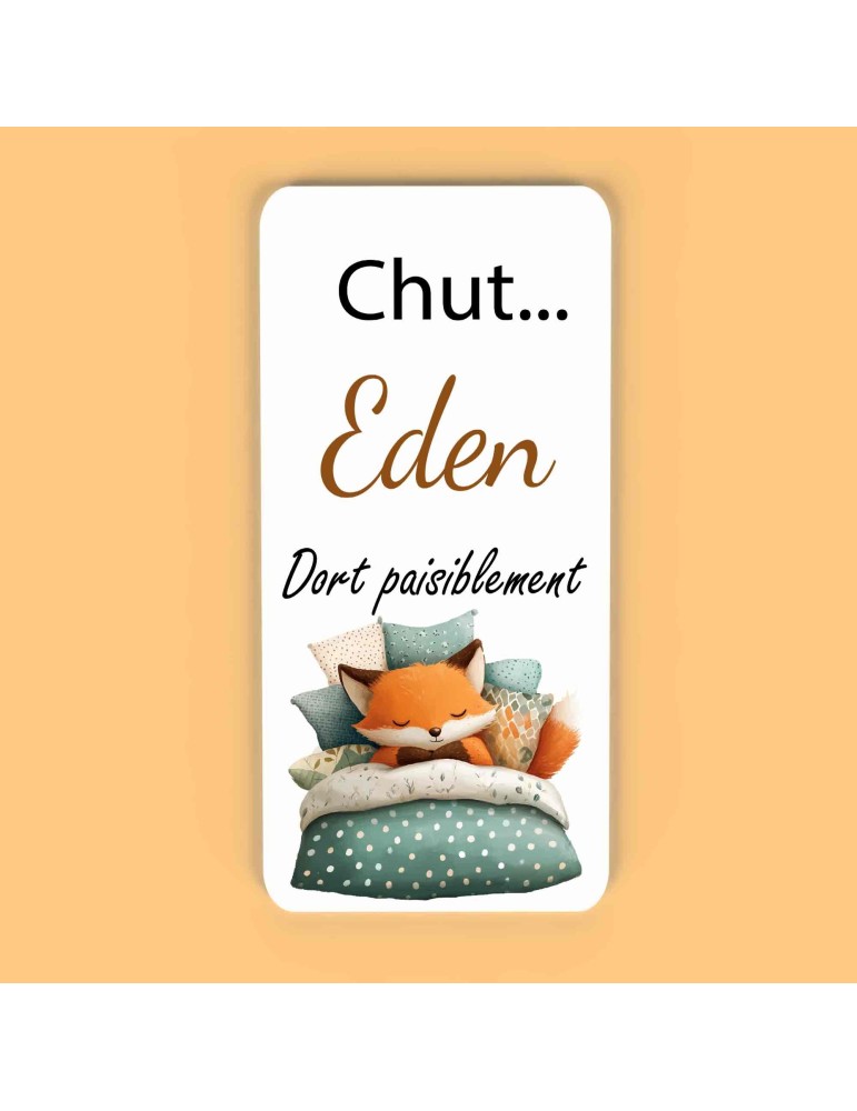 Pancarte "Chut... Bébé Dort" – Plaque de Porte Personnalisée renard