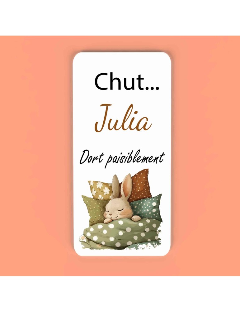 Pancarte "Chut... Bébé Dort" – Plaque de Porte Personnalisée lapin