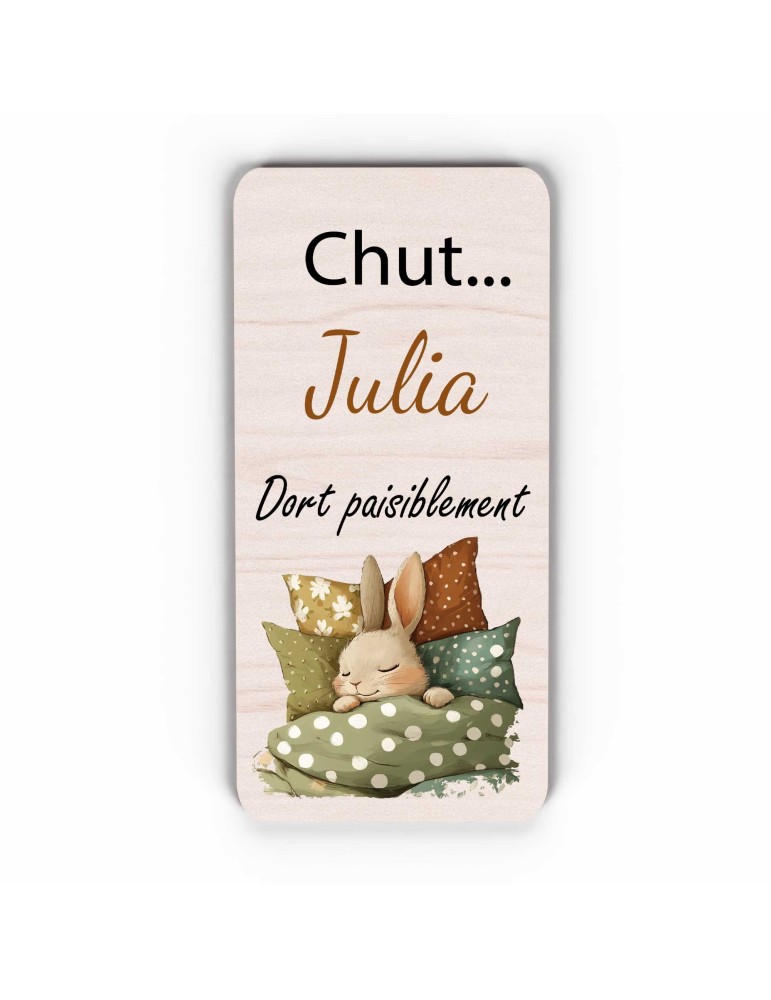Pancarte "Chut... Bébé Dort" – Plaque de Porte Personnalisée lapin