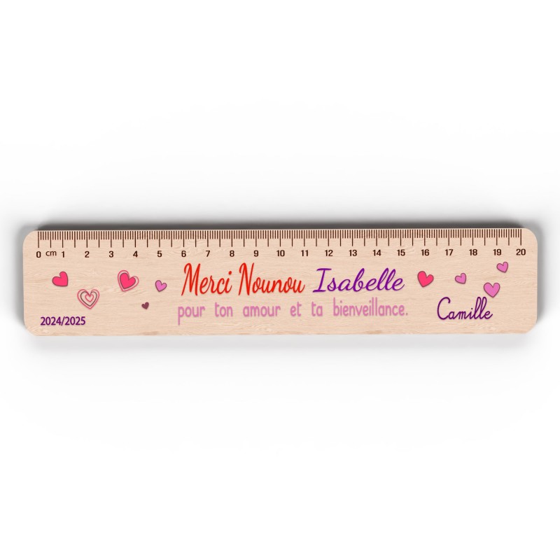 Règle en Bois Personnalisée – Cadeau Unique pour Maîtresse, Maître, ATSEM