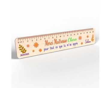 Règle en Bois Personnalisée – Cadeau Unique pour Maîtresse, Maître, ATSEM