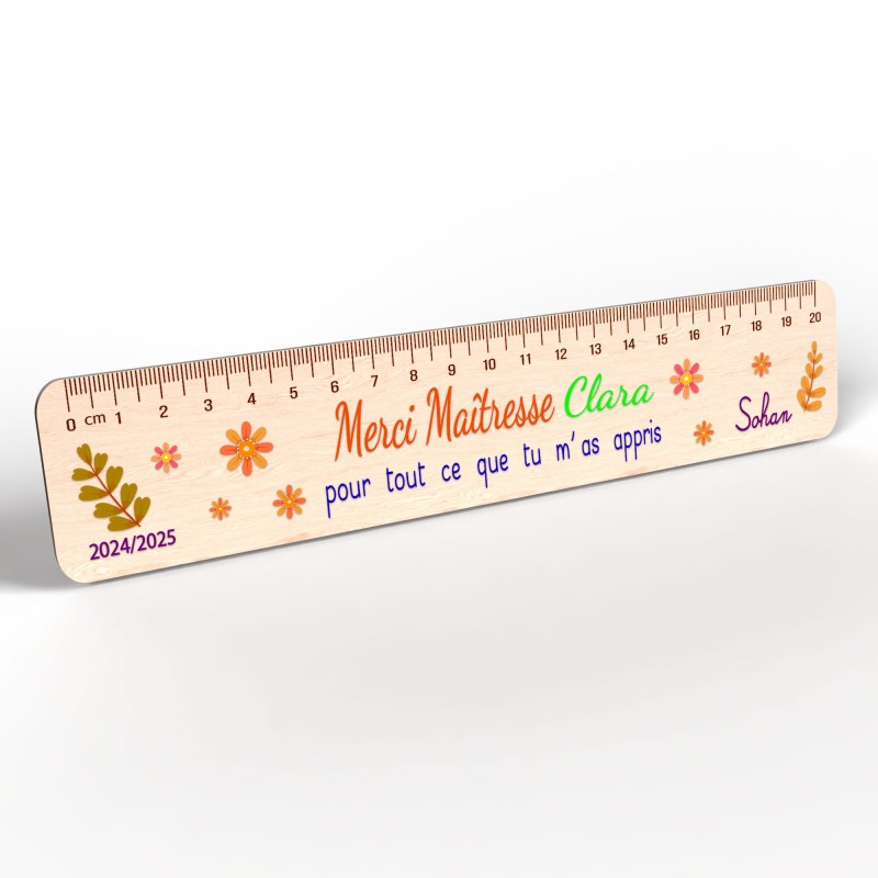 Règle en Bois Personnalisée – Cadeau Unique pour Maîtresse, Maître, ATSEM