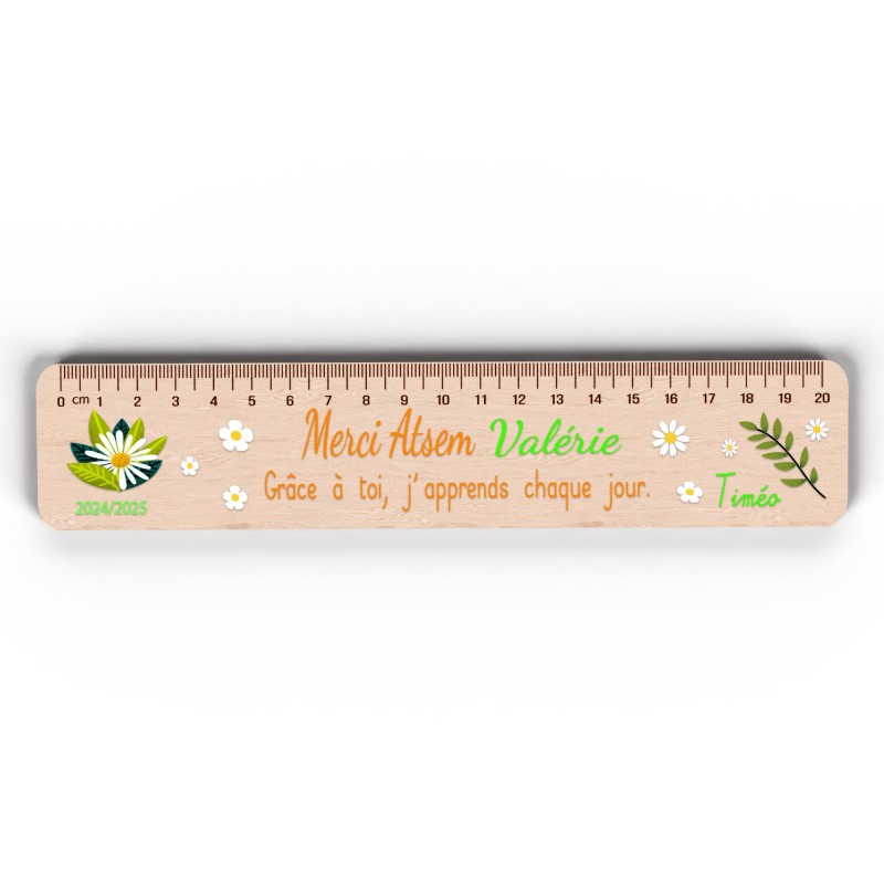 Règle en Bois Personnalisée – Cadeau Unique pour Maîtresse, Maître, ATSEM