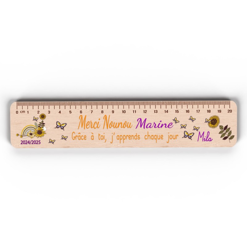 Règle en Bois Personnalisée – Cadeau Unique pour Maîtresse, Maître, ATSEM