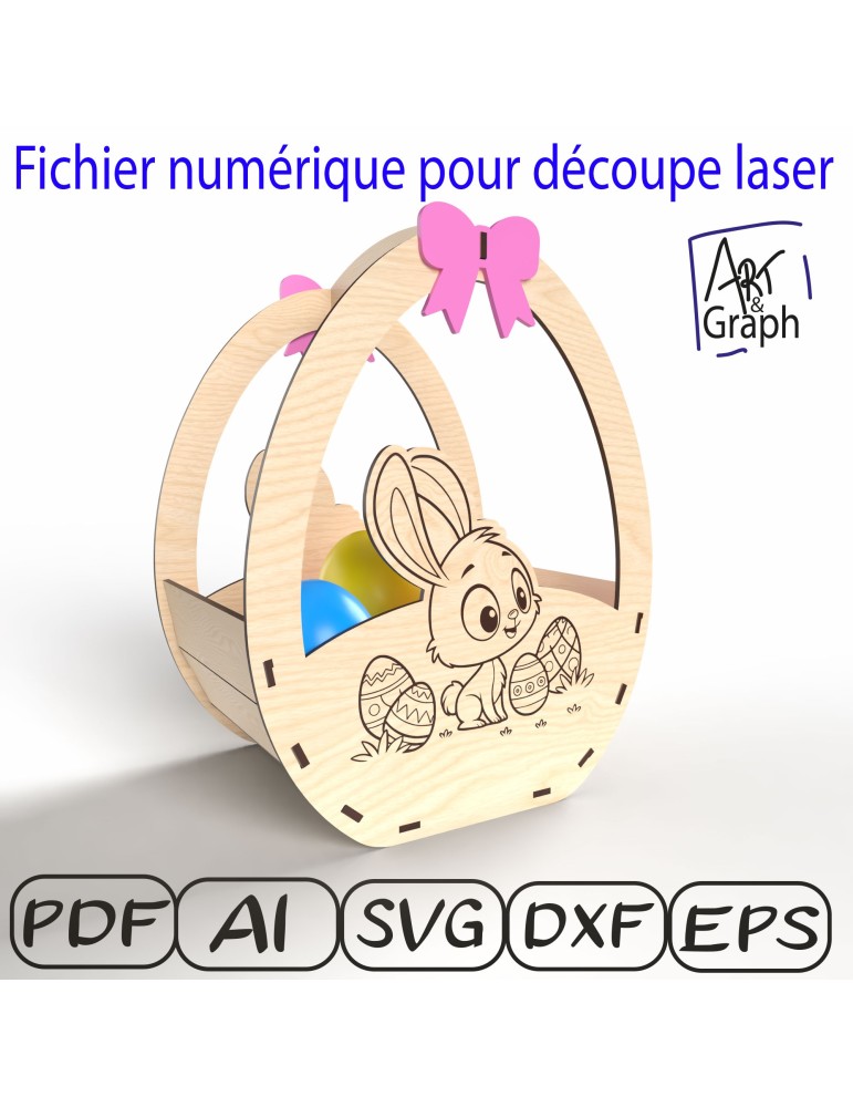 Panier de Pâques lapin, Fichier numérique pour découpe laser