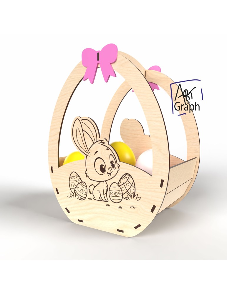 Panier de Pâques lapin, Fichier numérique pour découpe laser, Svg dxf AI Eps pour Glowforge gravé au laser, découpe laser, Xtool