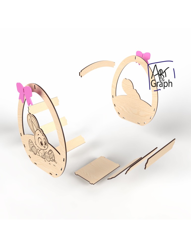 Panier de Pâques lapin, Fichier numérique pour découpe laser, Svg dxf AI Eps pour Glowforge gravé au laser, découpe laser, Xtool