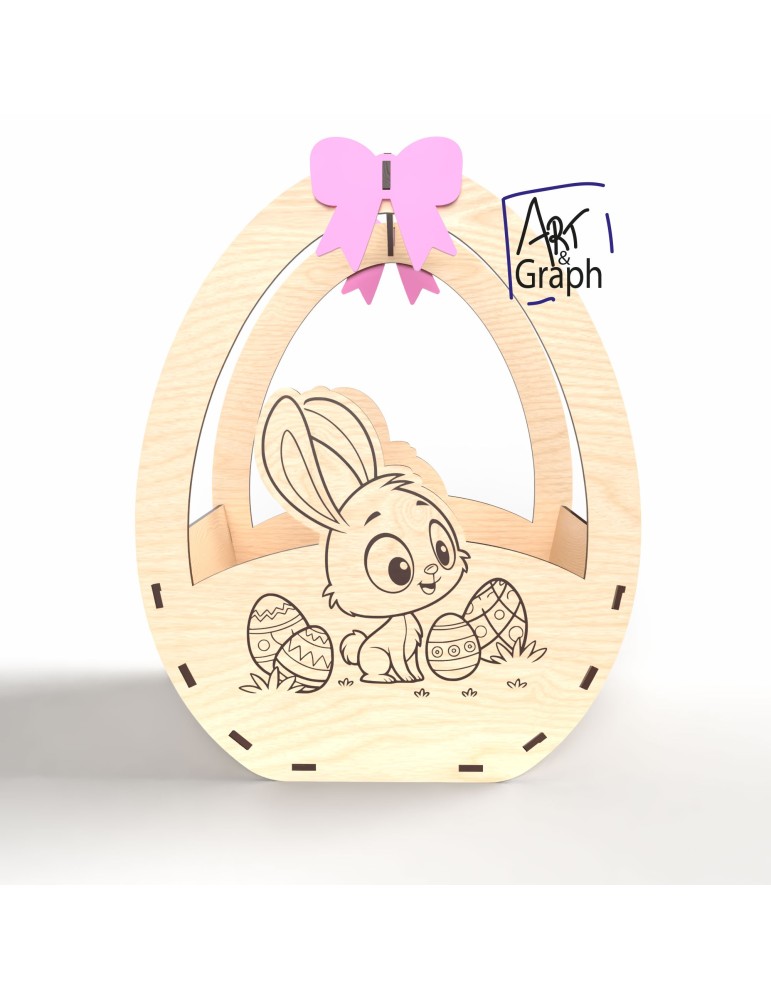 Panier de Pâques lapin, Fichier numérique pour découpe laser, Svg dxf AI Eps pour Glowforge gravé au laser, découpe laser, Xtool