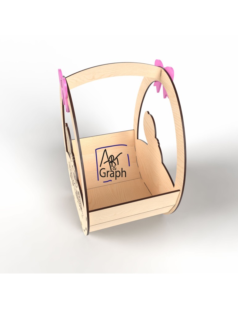 Panier de Pâques lapin, Fichier numérique pour découpe laser, Svg dxf AI Eps pour Glowforge gravé au laser, découpe laser, Xtool