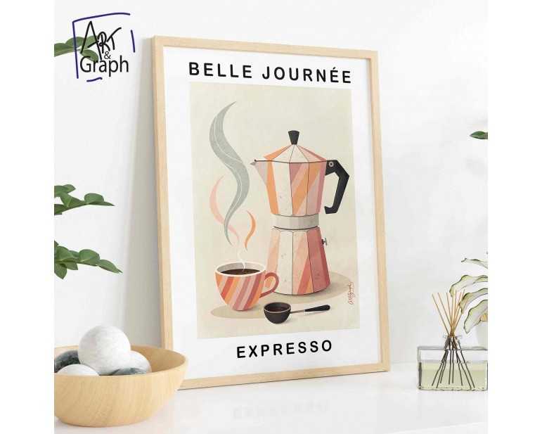 Illustration de Cuisine Cafetière Italienne Expresso Vintage