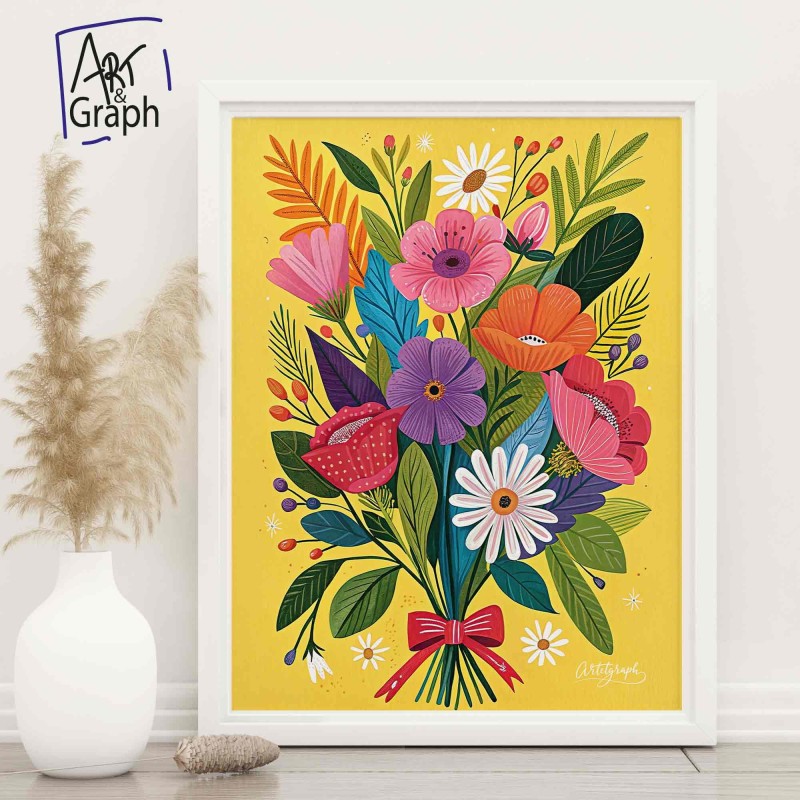 Affiche Numérique Bouquet de Fleurs Colorées