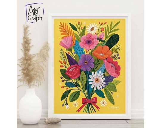 Affiche Numérique Bouquet de Fleurs Colorées