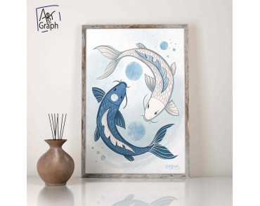 Affiche Numérique Poissons Koi Yin Yang