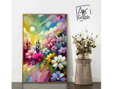 Affiche Numérique Abstraite de Fleurs Colorées