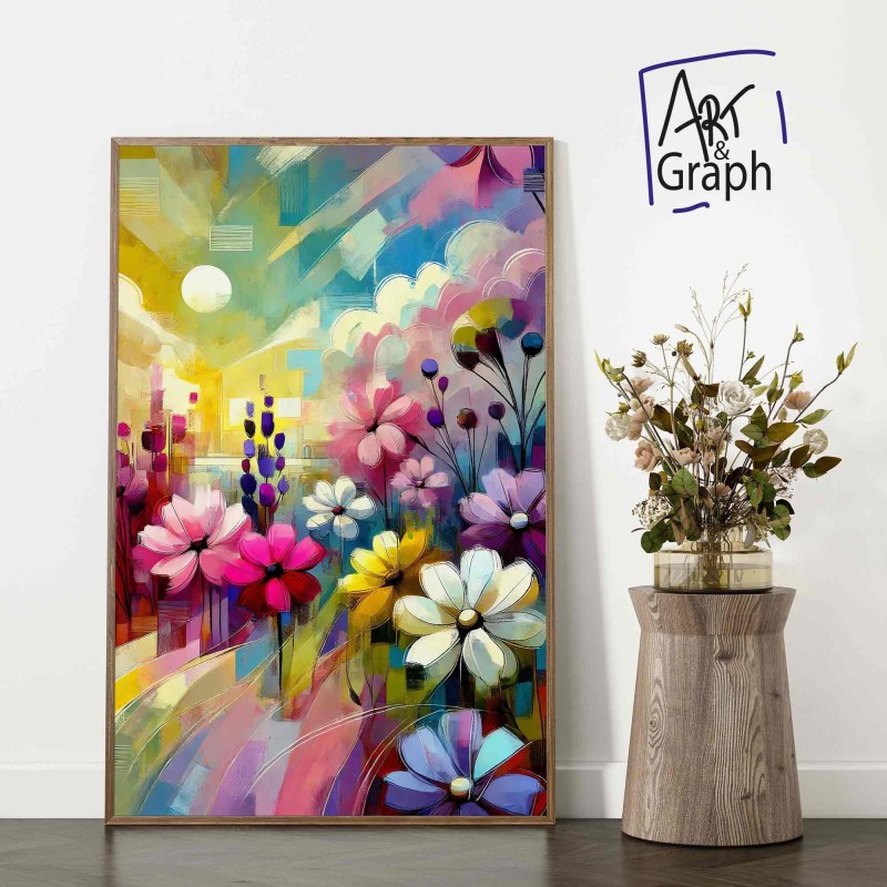 Affiche Numérique Abstraite de Fleurs Colorées