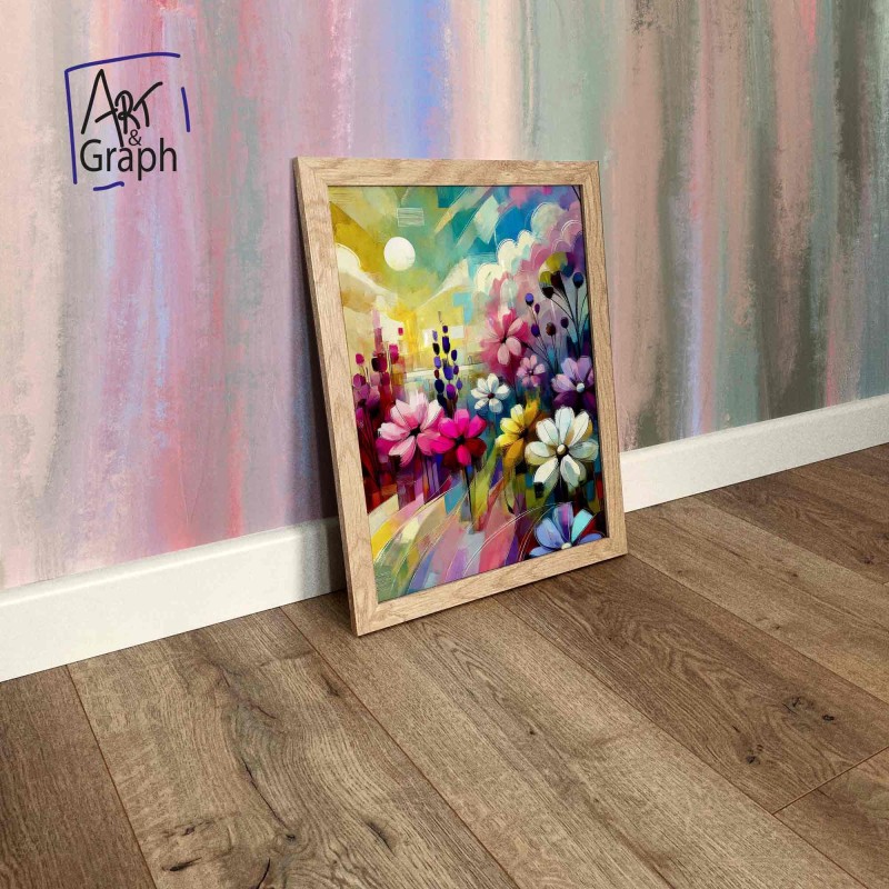 Affiche Numérique Abstraite de Fleurs Colorées - Illustration Vibrante et Moderne pour Décoration Murale Artistique