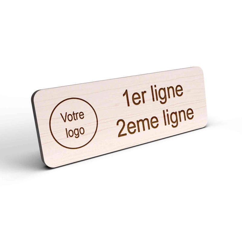 Badge en bois personnalisable 70X25mm – Toutes professions – Aimant ou épingle