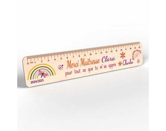 Règle en Bois Personnalisée – Cadeau Unique pour Maîtresse, Maître, ATSEM