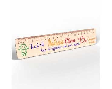 Règle en Bois Personnalisée – Cadeau Unique pour Maîtresse, Maître, ATSEM