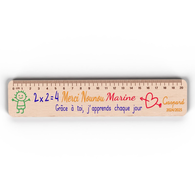 Règle en Bois Personnalisée – Cadeau Unique pour Maîtresse, Maître, ATSEM
