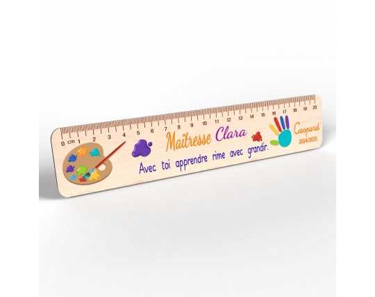 Règle en Bois Personnalisée – Cadeau Unique pour Maîtresse, Maître, ATSEM