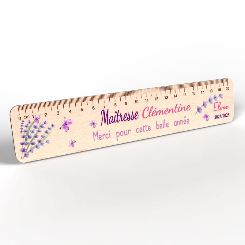 Règle en Bois Personnalisée – Cadeau Unique pour Maîtresse, Maître, ATSEM