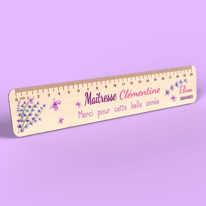 Règle en Bois Personnalisée – Cadeau Unique pour Maîtresse, Maître, ATSEM