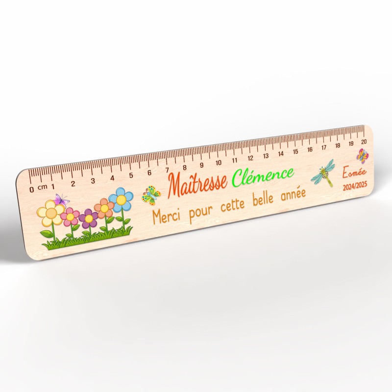 Règle en Bois Personnalisée – Cadeau Unique pour Maîtresse, Maître, ATSEM
