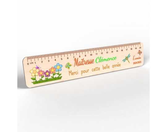 Règle en Bois Personnalisée – Cadeau Unique pour Maîtresse, Maître, ATSEM