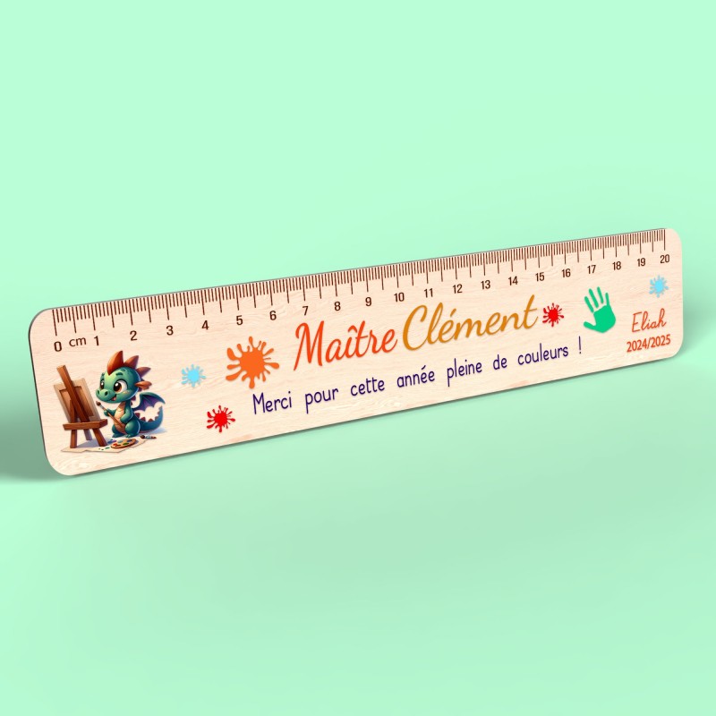 Règle en Bois Personnalisée – Cadeau Unique pour Maîtresse, Maître, ATSEM