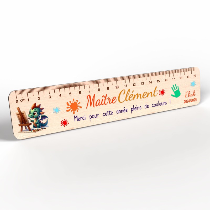 Règle en Bois Personnalisée – Cadeau Unique pour Maîtresse, Maître, ATSEM