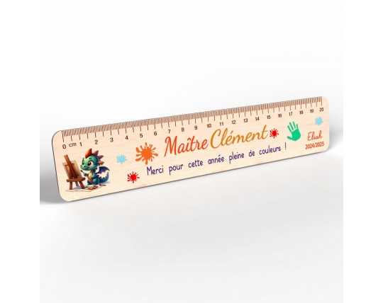 Règle en Bois Personnalisée – Cadeau Unique pour Maîtresse, Maître, ATSEM