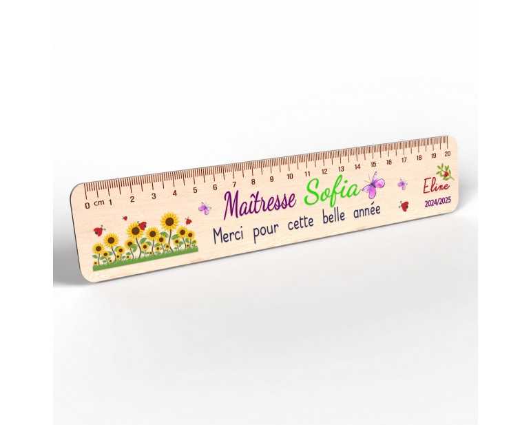 Règle en Bois Personnalisée – Cadeau Unique pour Maîtresse, Maître, ATSEM