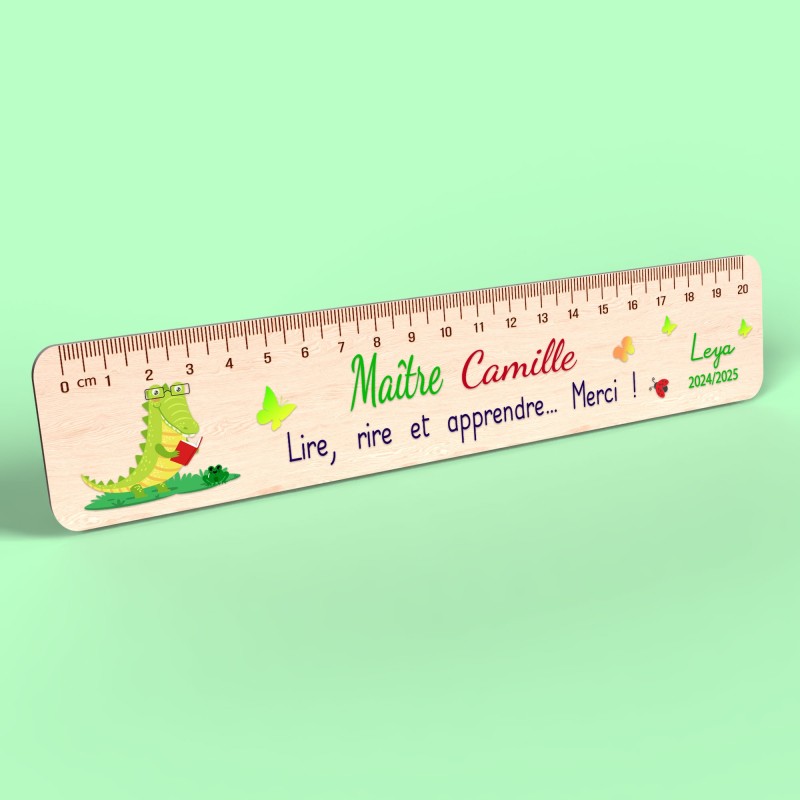 Règle en Bois Personnalisée – Cadeau Unique pour Maîtresse, Maître, ATSEM