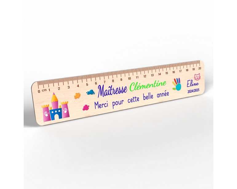 Règle en Bois Personnalisée – Cadeau Unique pour Maîtresse, Maître, ATSEM