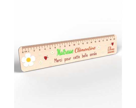 Règle en Bois Personnalisée – Cadeau Unique pour Maîtresse, Maître, ATSEM