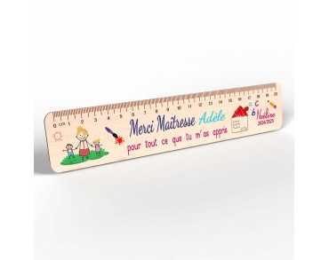 Règle en Bois Personnalisée – Cadeau Unique pour Maîtresse, Maître, ATSEM