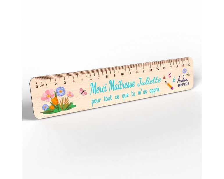 Règle en Bois Personnalisée – Cadeau Unique pour Maîtresse, Maître, ATSEM