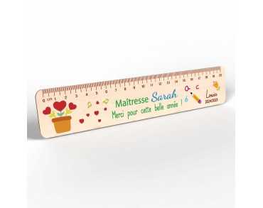 Règle en Bois Personnalisée – Cadeau Unique pour Maîtresse, Maître, ATSEM
