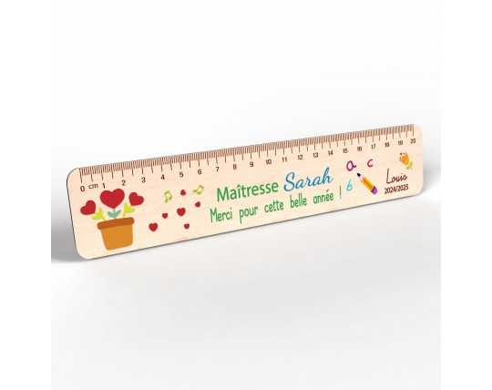 Règle en Bois Personnalisée – Cadeau Unique pour Maîtresse, Maître, ATSEM