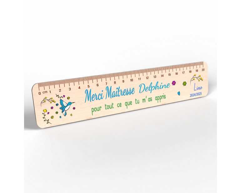 Règle en Bois Personnalisée – Cadeau Unique pour Maîtresse, Maître, ATSEM