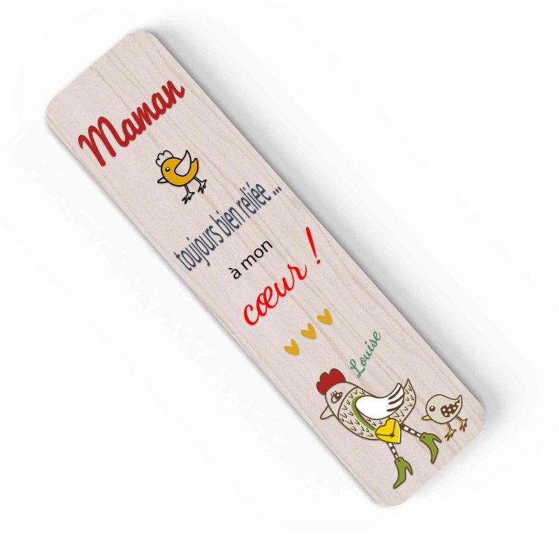 Marque-page personnalisé en bois et couleur, Cadeau pour maman, mamie, Illustration originale, fête des Mères, anniversaire